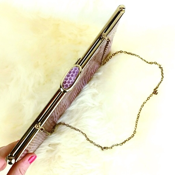 Etra Vintage Pink Snakeskin Clutch/Crossbody - Picture 2 of 8